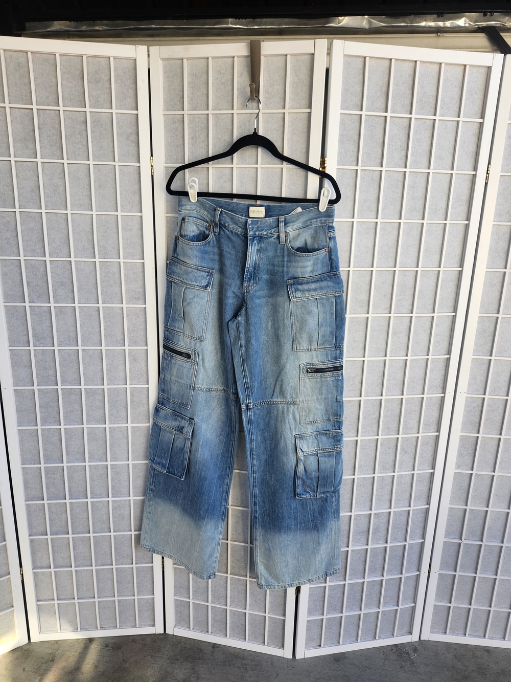 Alice & Olivia Jeans Light Blue Cargo Denim Jeans - Unbranded